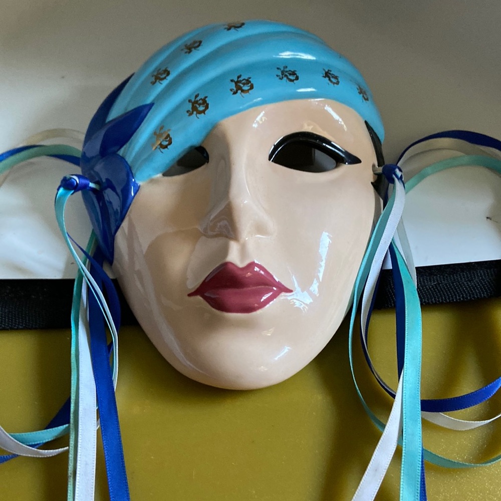 Mask decoration with lots of blue color